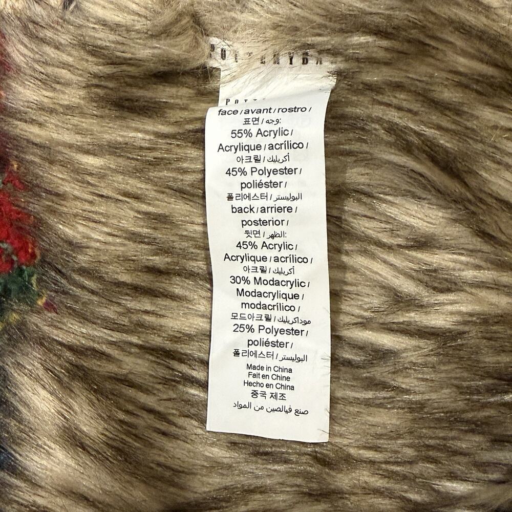 Pottery Barn Stewart Plaid Faux Fur Back Throw Throw Blanket Red Yellow 50x60 - Picture 5 of 7